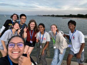 group of students water