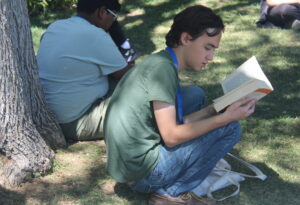 stanford campus boy reading