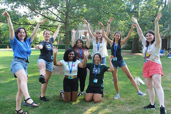 program assistant having fun with campers